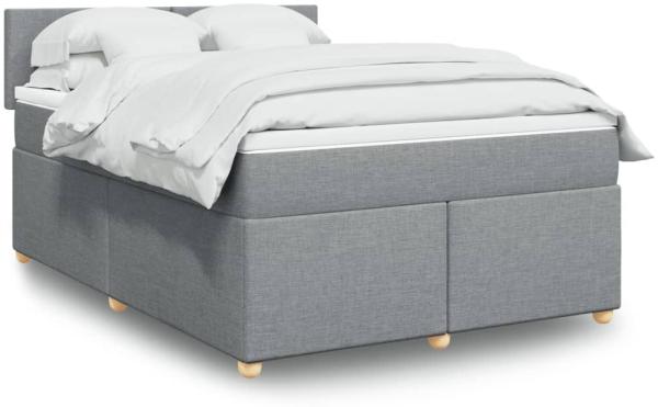 vidaXL Boxspringbett mit Matratze Hellgrau 160x200 cm Stoff 3289024