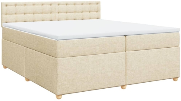 vidaXL Boxspringbett mit Matratze Creme 200x200 cm Stoff 3286806