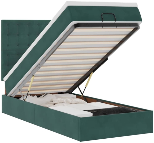 vidaXL Ottoman-Bett mit Matratzen & LEDs Dunkelgrün 80x200 cm Samt 3314429