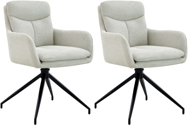 CLP 2er Set Esszimmerstühle Somers Stoff 180° Schwenkfunktion mit Rückenlehne,creme
