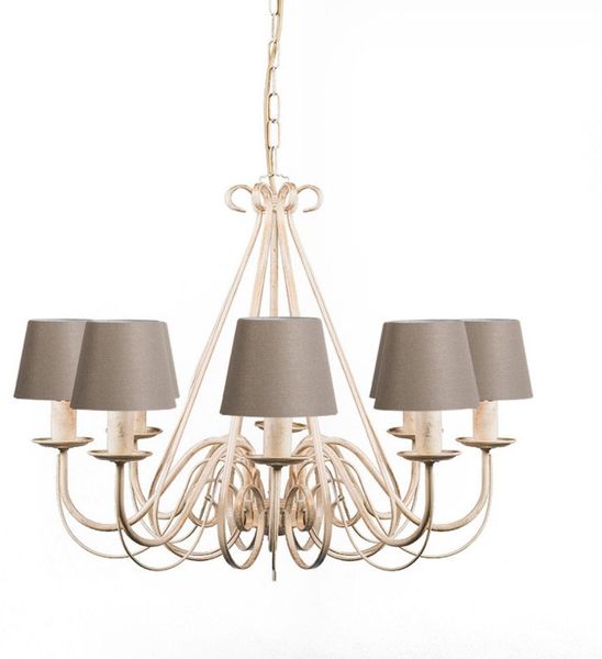 Qazqa Kronleuchter Giuseppe, ohne Leuchtmittel, Warmweiß, QAZQA Kronleuchter, e14, Taupe, Stahl, classic-antique