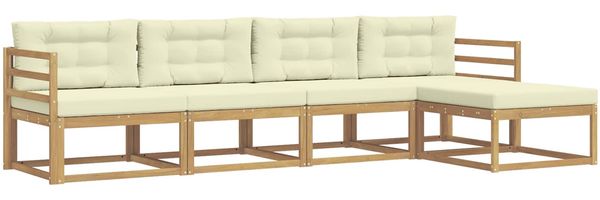 vidaXL Outdoor-Sofagarnitur mit Kissen 4 pcs Weiß und Creme Polyester 3386289 Bild 2