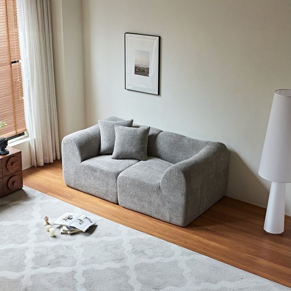 i@home 2-Sitzer Samtsofa mit Kissen, Platzsparendes Loveseat, Weiches Kompressionsdesign