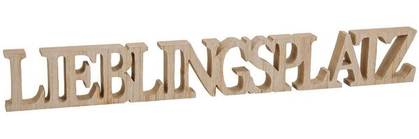 Levandeo® Deko-Schriftzug, Buchstaben Lieblingsplatz 60x8x2,5cm Holz Natur Braun