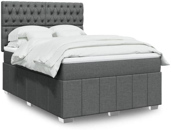 vidaXL Boxspringbett mit Matratze Dunkelgrau 140x190 cm Stoff 3291671