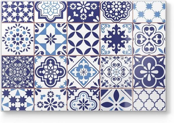 DEQORI Schneidebrett 'Azulejo Wandkacheln', Glas, Platte Frühstücksbrett Schneideplatte