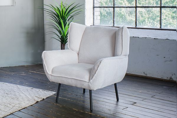 KAWOLA Sessel CALLA Relaxsessel Cord cremeweiß 92 x 83 x 83 cm