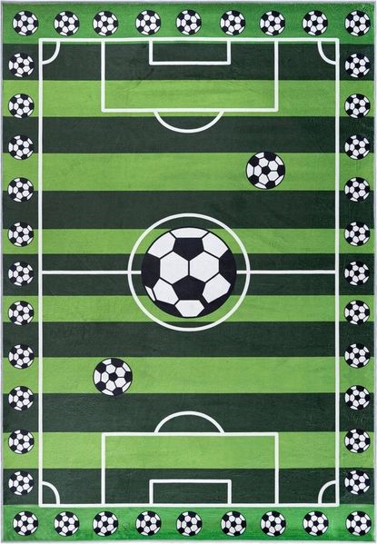 Mazovia Kinderteppich Kinderteppich Spiel Fußballteppich Teppich Kinderzimmerteppich Grün, 80x150 cm, Fußbodenheizung, Allergiker geeignet, Rutschfest