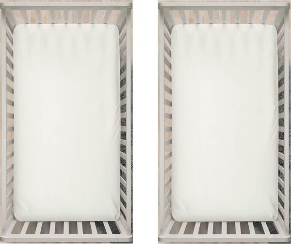 Dudu N Girlie Spannbettlaken für Babybetten, 100x50 cm, platzsparend, 2 Stück, hypoallergen, für Babybetten, elastisch, atmungsaktiv, pflegeleicht, 2 Stück, cremefarben