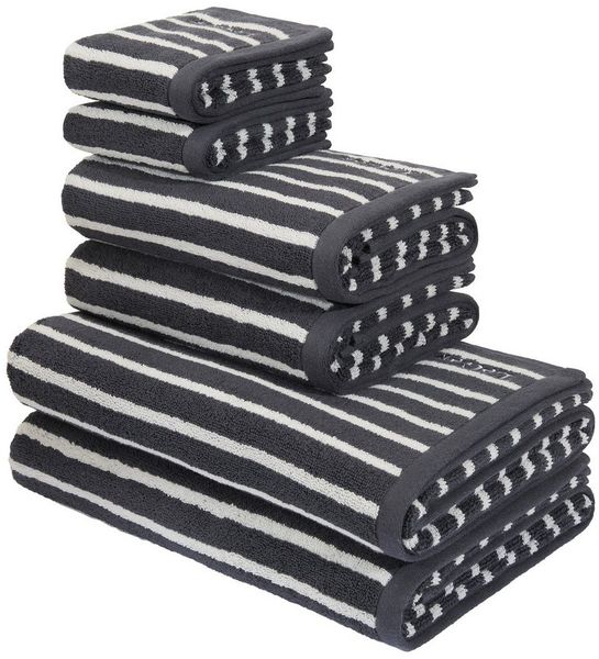 LeGer Home by Lena Gercke Handtuch Set Tamsin, Duschtücher, Handtücher, Gästetücher, Premium 500 gr/m², Frottier (Set, 6-St), mit Logostikerei, 100% Baumwolle, gestreift, weich, 5 Jahre Garantie