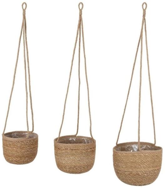 Spetebo Übertopf Seegras Blumenampel natur - 3er Set (Packung, 1 tlg), Geflochtene Boho Chic Blumentöpfe