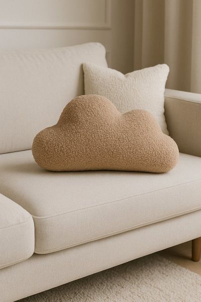 BABEES Dekokissen DEKOKISSEN Boucle Kuschelkissen Herz Wolke GROß 40x25, XXL 60x35 cm, Wolkenkissen Deko Kissen Geschenk Baby Kinderzimmer Babyshower