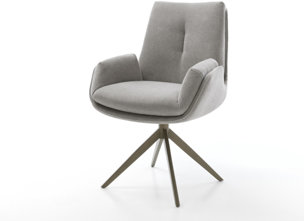 Drehstuhl Clea-Flex Strukturstoff Soft Grau Kreuzgestell breit Effektfinish Titan 360° drehbar Wippfunktion