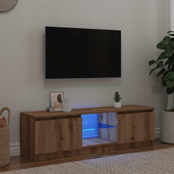 vidaXL TV-Schrank mit LED-Leuchten Artisan-Eiche 120x30x36 cm 856348