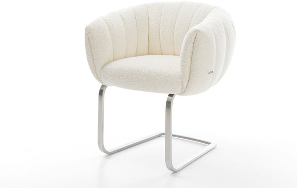 Freischwinger Jada-Flex Bouclé Weiß Freischwinger flach Edelstahl Taschenfederkern
