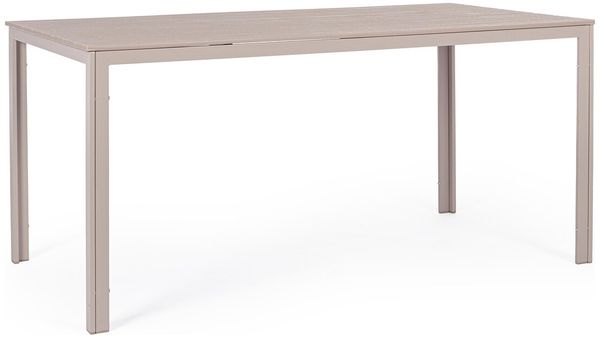Gartenesstisch Ritsar - Metall & Kunststoffplatte, 156 x 78 cm, Taupe