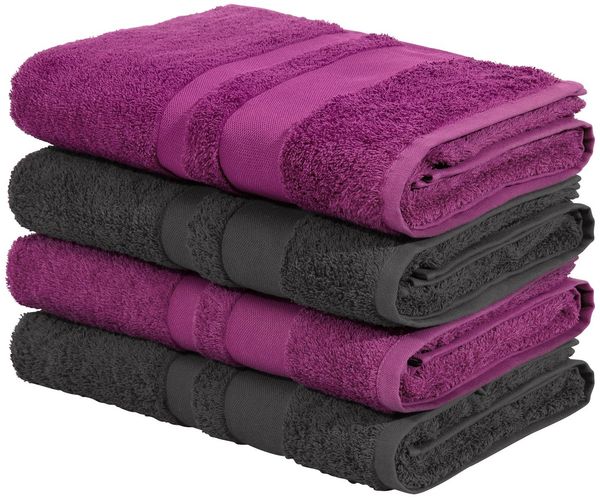 OTTO home Duschtücher Vanessa, 4 Duschtücher, 70x140cm, in Standard- und Premium-Qualität, Walkfrottee (Set, 4-St), Handtücher mit Bordüre, 100% Baumwolle, einfarbig, weich