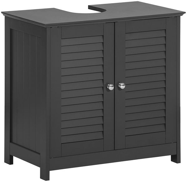 SoBuy FRG237-DG Waschbeckenunterschrank, MDF, Lackiert, Dunkelgrau, 57 x 58 x 34 cm