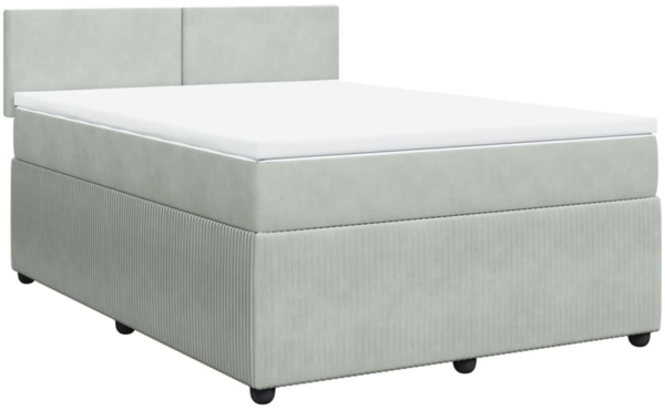 vidaXL Boxspringbett mit Matratze Hellgrau 140x190 cm Samt 3287728