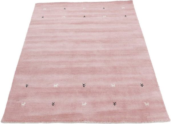 carpetfine Wollteppich Gabbeh Uni, auch als Läufer und Rund erhältlich, rechteckig, Höhe: 15 mm, reine Wolle, handgewebt, Gabbeh Loom Tiermotiv, große Farbauswahl