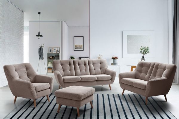 exxpo - sofa fashion 2-Sitzer Scandi, bequem, aufwendige Rückenpolsterung für mehr Sitzkomfort, akuelle Farben in hochwertige Bezugsqualitäten, Holzfuß