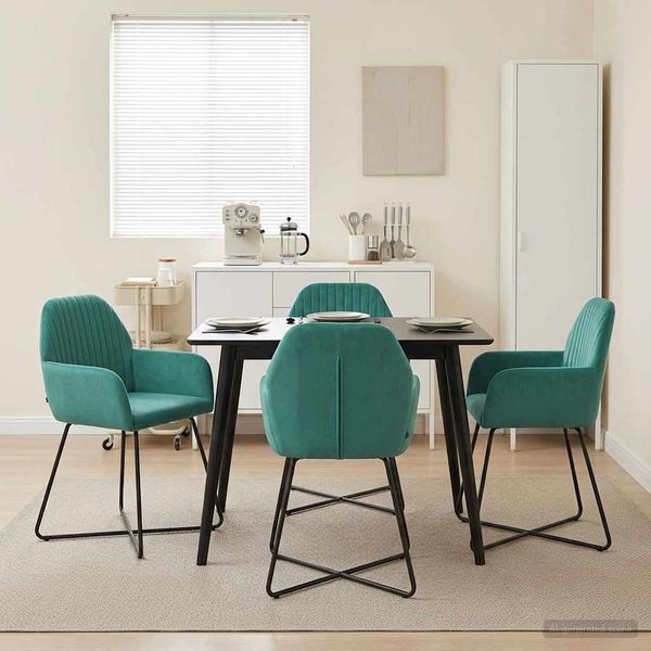 vidaXL Esszimmerstühle 4 pcs Samt (V) Türkis 55 x 50 x 84 cm 3428381