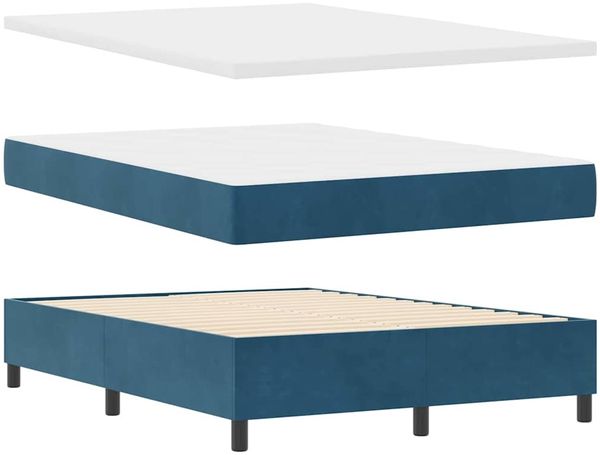 vidaXL Boxspringbett mit Kopfteil Dunkelblau 190 x 140 cm Samt 3344514 Bild 4