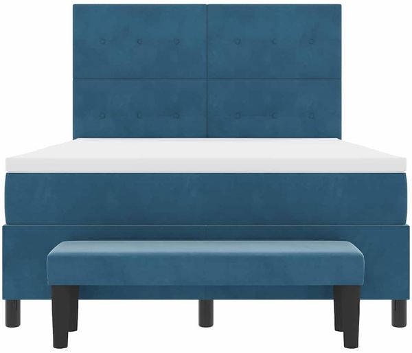 vidaXL Boxspringbett mit Kopfteil Dunkelblau 190 x 140 cm Samt 3344514 Bild 8