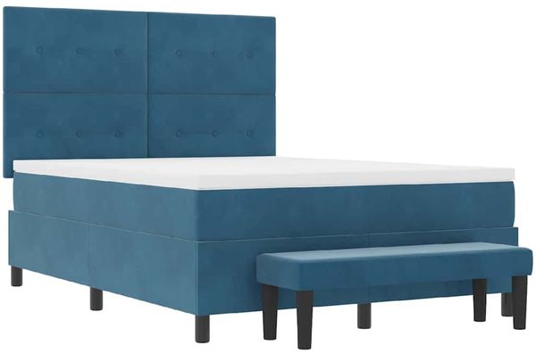 vidaXL Boxspringbett mit Kopfteil Dunkelblau 190 x 140 cm Samt 3344514 Bild 7