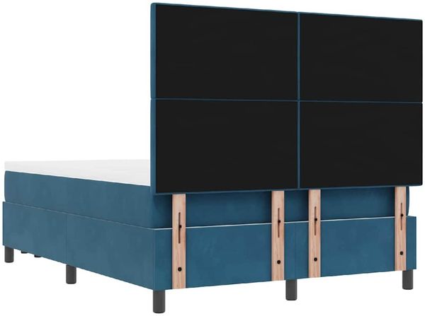 vidaXL Boxspringbett mit Kopfteil Dunkelblau 190 x 140 cm Samt 3344514 Bild 10