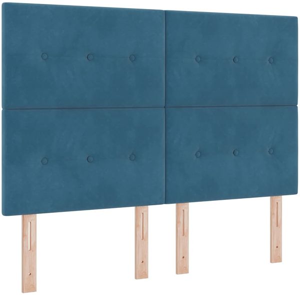 vidaXL Boxspringbett mit Kopfteil Dunkelblau 190 x 140 cm Samt 3344514 Bild 6