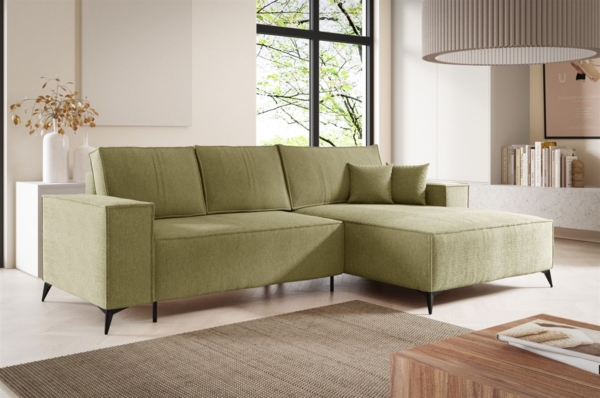 Ecksofa Schlafsofa FIORE Stoff ARAGON Olivgrün Ottomane Rechts
