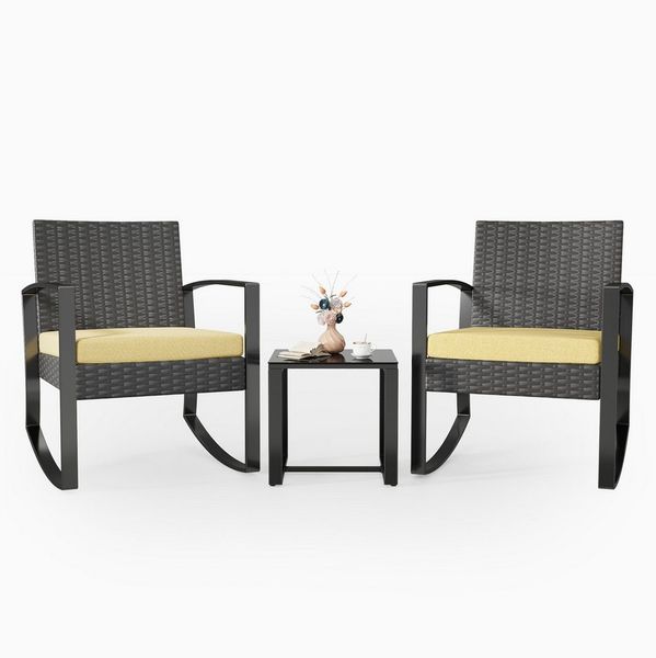 Bealife Garten-Essgruppe Balkonset Gartenlounge-Set, (3-tlg), 1 Tisch und 2 Stühle, (Mit Schaukel-Funktion)