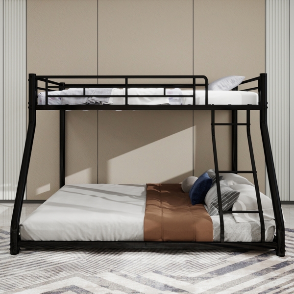 Etagenbett, Twin Over Full, Heavy Duty Metall Etagenbett Rahmen, mit Leiter & Full-Länge Geländer, für Jugendliche Erwachsene, lärmfrei, Metall