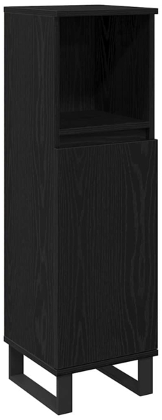 vidaXL Badezimmerschrank mit Tür Schwarz Eichen-Optik 30 x 30 x 100 cm 862886