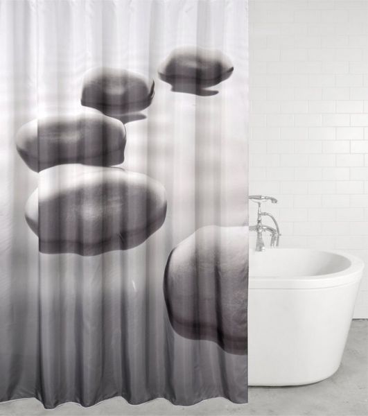 Sanilo Duschvorhang Black Stones 180 x 200 cm, 100% wasserdicht, Anti-Schimmel-Effekt, hochwertige Qualität