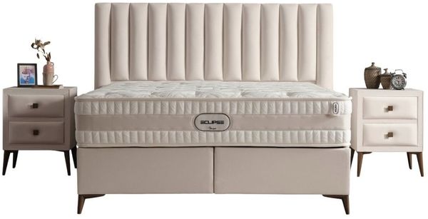 Villa Möbel Boxspringbett Eclipse (Bett Set, Bett Set aus Bettkasten, Kopfteil und Matratze), Bettkasten mit XXL Stauraum & Gasdruckfedern für einfache Handhabung
