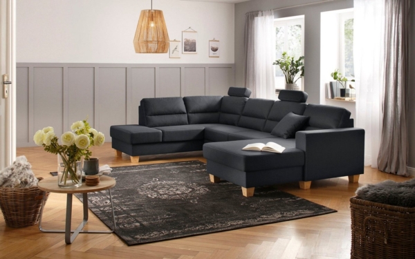 Home affaire Wohnlandschaft Navan, komfortabel mit viel Platz, U-Form, wahlweise mit Bettfunktion und Kopfstütze Bild 1