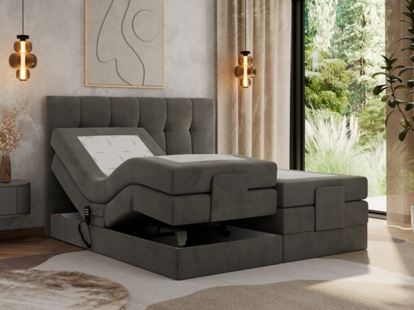 Elektrisches Bett, Boxspringbett mit Multipocket-Matratzen und Elektrisch verstellbare - VITTORIA - 160 x 200 cm - Dunkelgrau Velvet - H4