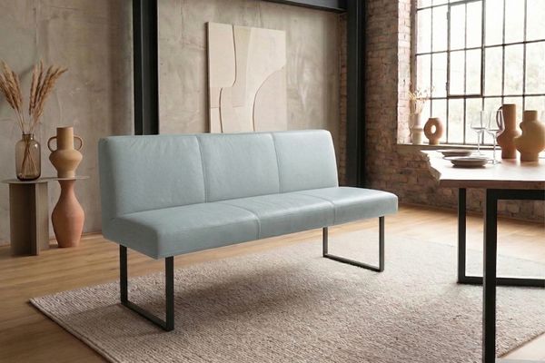KAWOLA Esszimmerbank ELEEN Leder hellblau 163cm 85 x 69 x 163 cm