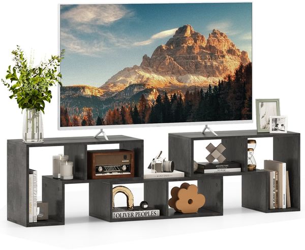 3-teiliger Fernsehschrank aus Holz für TVs bis zu 65" Frei Kombinierbarer Fernsehtisch Grau