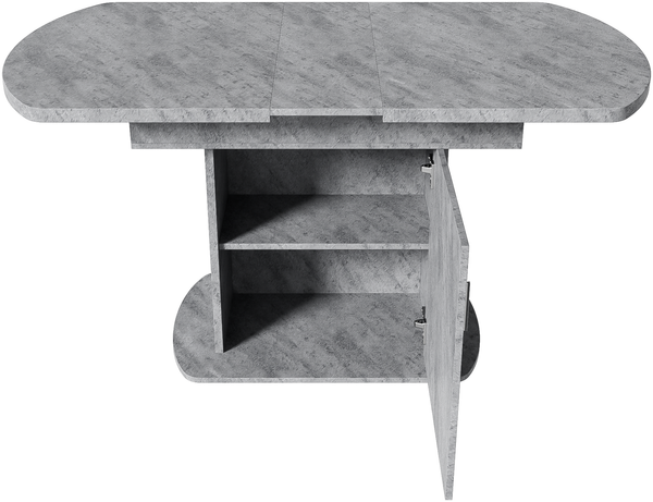 Ausziehbarer ovaler Esstisch, L110/130*W70*H75cm,Esstisch mit Stauraum, Kaffee-Freizeittisch, moderner minimalistischer Esstisch, platzsparender multifunktionaler Esstisch, Betonoptik+silberner Griff Bild 10