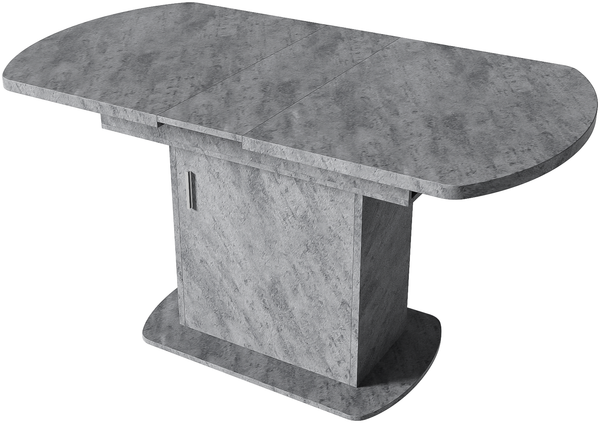 Ausziehbarer ovaler Esstisch, L110/130*W70*H75cm,Esstisch mit Stauraum, Kaffee-Freizeittisch, moderner minimalistischer Esstisch, platzsparender multifunktionaler Esstisch, Betonoptik+silberner Griff Bild 8