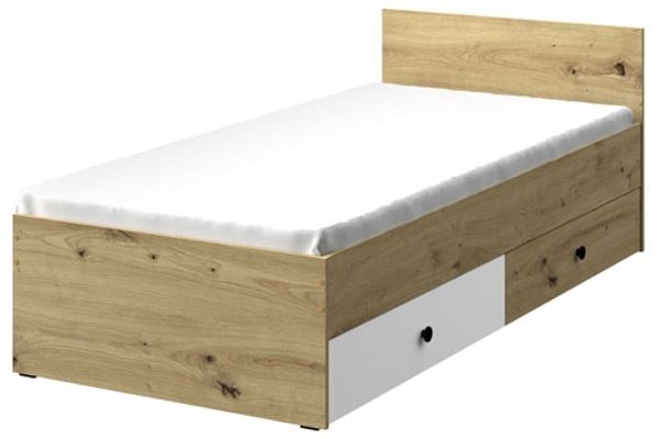 Bett ""Nero"" Einzelbett 90x200 cm artisan eiche weiß matt