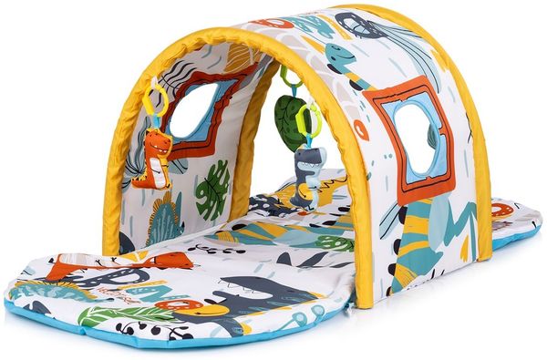 Chipolino Spielbogen Tunnel Haus Dino Stofftiere Krabbeldecke Spiegel ab Geburt gelb