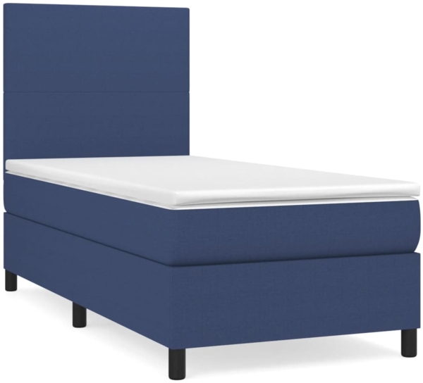 vidaXL Boxspringbett mit Matratze Blau 90x200 cm Stoff 3141591