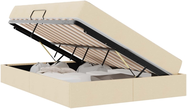 vidaXL Aufbewahrungsbett mit Matratze Creme 140x200 cm Polyester 3399668