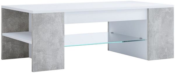 VCM Couchtisch Holz Sofatisch Couchtisch Schublade Glas Tunas