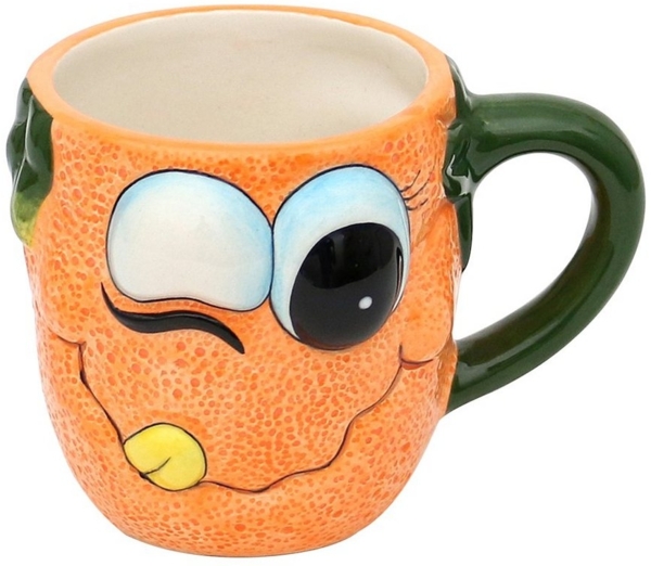 Dekohelden24 Tasse Keramik Kaffeebecher - Tasse als Orange Größe H/Ø: 9 x 12 cm, Dolomite