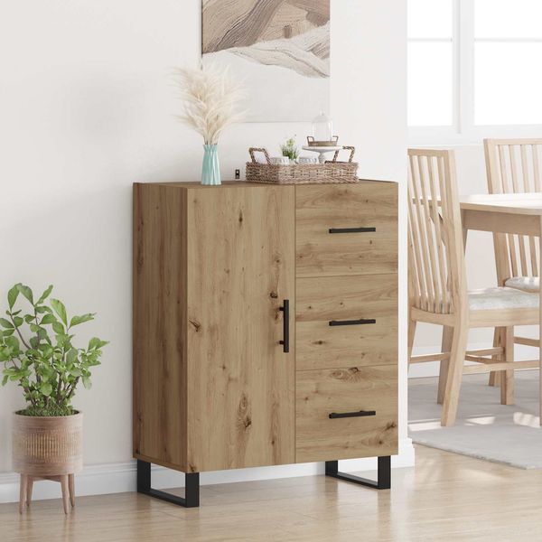 vidaXL Sideboard Artisan-Eiche 69,5 x 34 x 90 cm Verbundholz und Eisen 881541